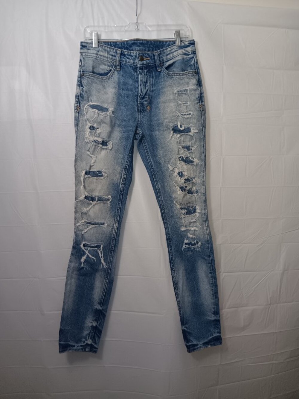 KSUBI BUTTON FLY DISTRESSED 31" WAIST DENIM JEANS - Picture 3 of 14